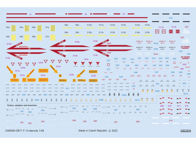 Декаль F-14 тех. надписи