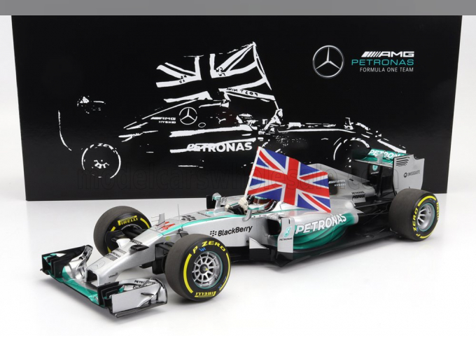 MERCEDES-BENZ GP F1 W05 Amg Petronas №44 World Champion Winner Abu Dhabi Gp With Flag (2014) Lewis Hamilton, Silver Green