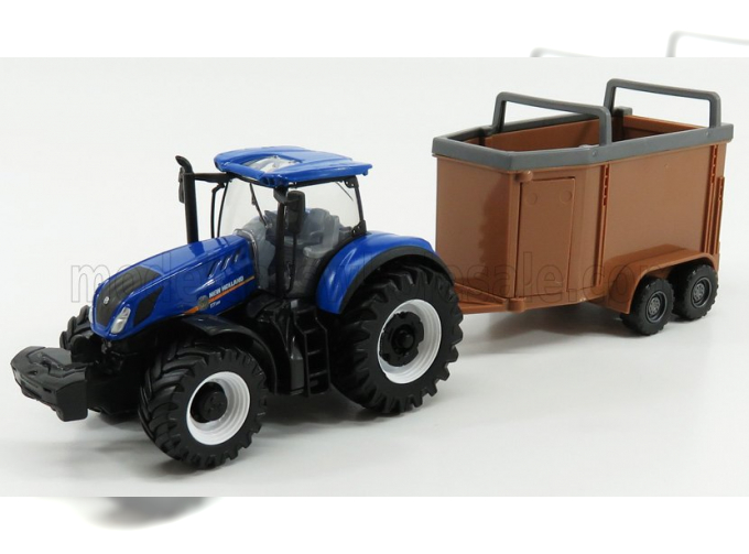 NEW HOLLAND T7.315 Tractor + Livestock Forwarder, Blue Brown