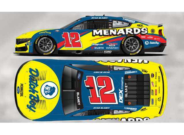Ford Mustang #12 Ryan Blaney *Menards Dutch Boy*, blue/yellow/red 2025