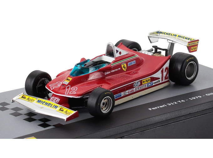 FERRARI F1 312t4 №12 Season (1979) Gilles Villeneuve - Con Vetrina - With Showcase, Red