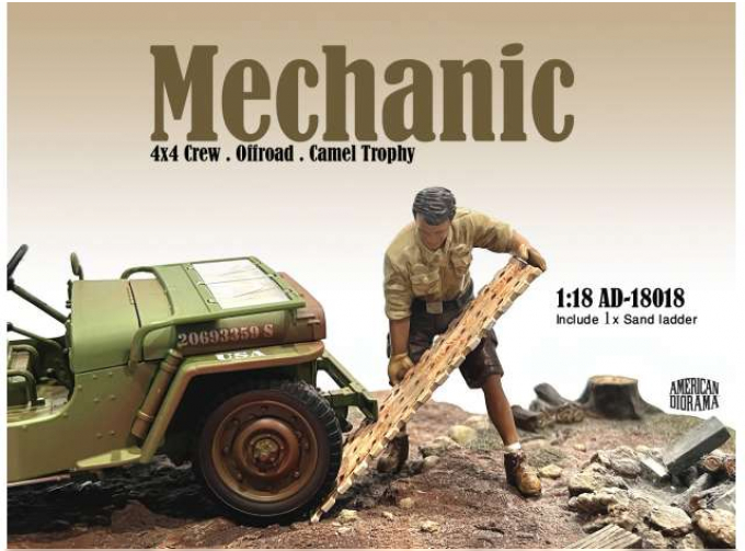 FIGURES MECCANICO - MAN MECHANIC CREW 4x4 OFFROAD CAMEL TROPHY 8, BEIGE BROWN