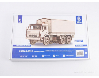 Сборная модель Камский грузовик 5320 бортовой с тентом (клей в комплекте)
