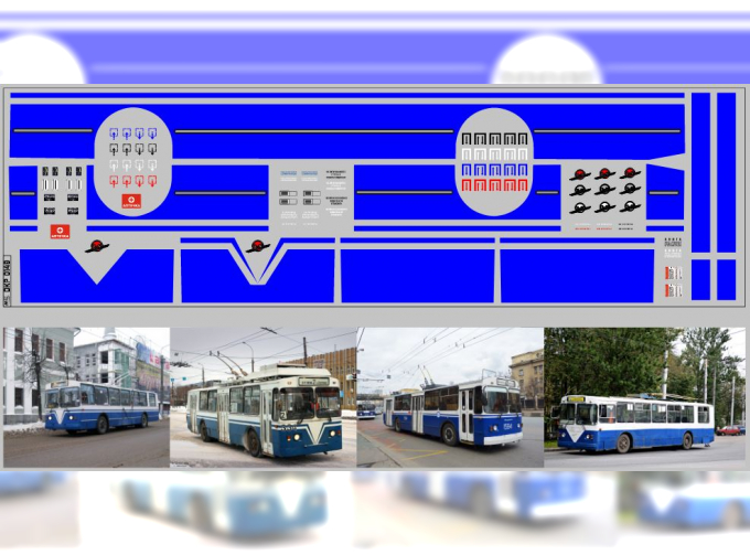 Набор декалей Полосы для троллейбусов синие (100х290)