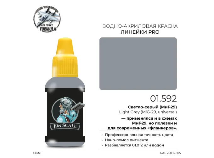 Краска акриловая Светло-серый (МиГ-29) Light Grey (MiG-29, universal), 18мл