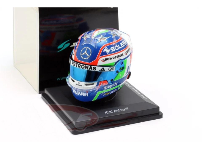 MINI HELMET MERCEDES-BENZ AMG PETRONAS F1 Team, Kimi Antonelli, E, ilia Romagna GP (2025)