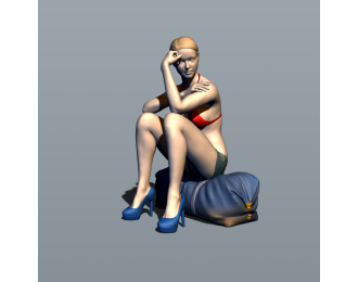 Фигурка Красотка сидит на сумке, окрашенная