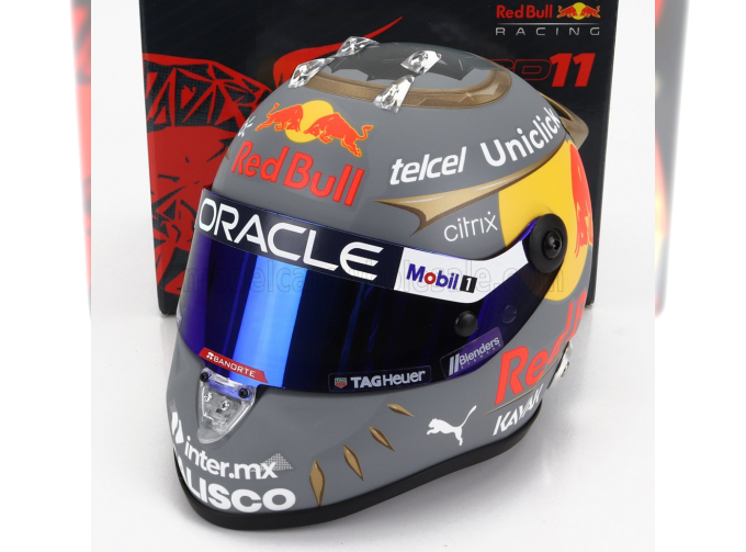 SCHUBERTH HELMET F1 Casco Helmet Red Bull Rb18 Team Oracle Red Bull Racing N11 Brazilian Gp 2022 Sergio Perez, Matt Grey Yellow