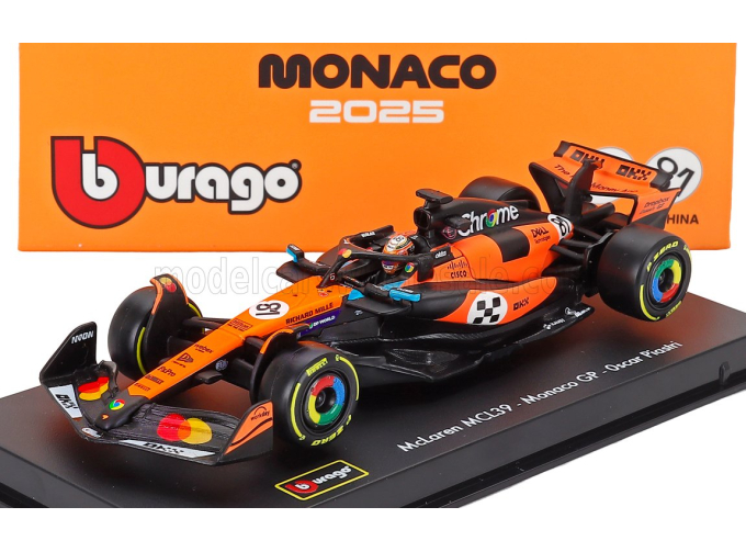 McLAREN F1 Mcl39 Team Mclaren №81 3rd Monaco Gp (2025) Oscar Piastri - With Pilot And Showcase, Orange Black