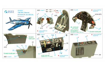 3D Декаль интерьера кабины F8F-1 Bearcat (Hobby Boss)