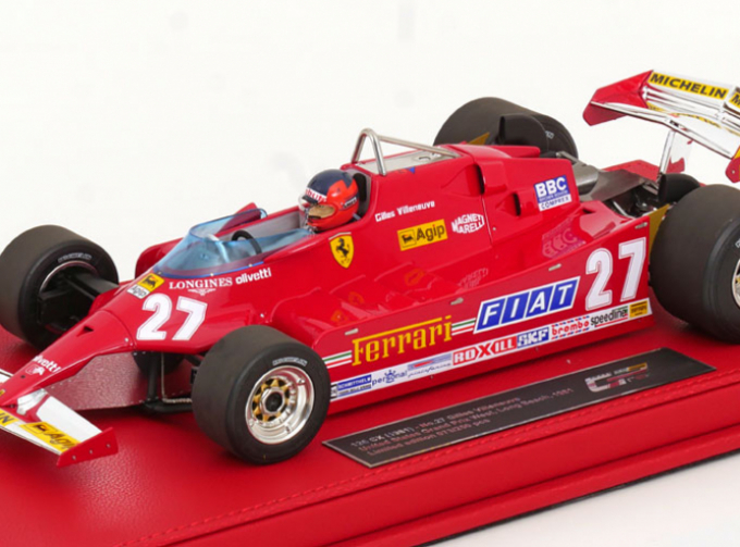 FERRARI F1 126cx Comprex Turbo №27 Usa Ovest Long Beach Gp (with Pilot Figure) (1981) G.Villeneuve - Con Vetrina - With Showcase, Red