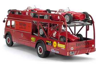 FIAT 642 RN Bartoletti Ferrari race transporter with 3 Sharknose modelcars (1961)