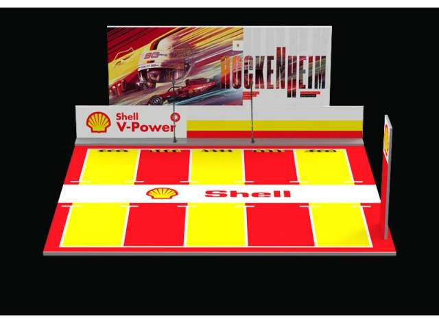 Diorama *Shell parking lot*, yellow/red/white