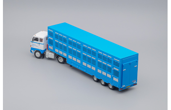 VOLVO F89 Truck Commerce D'ovins Du Larzac Millau - Livestock Transporter - Trasporto Animali (1978), light blue / white