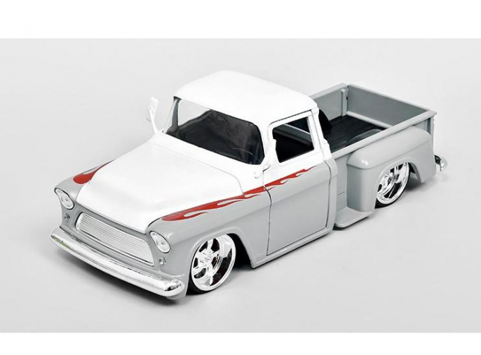 CHEVROLET Stepside Pick-Up Custom (1955), white / grey