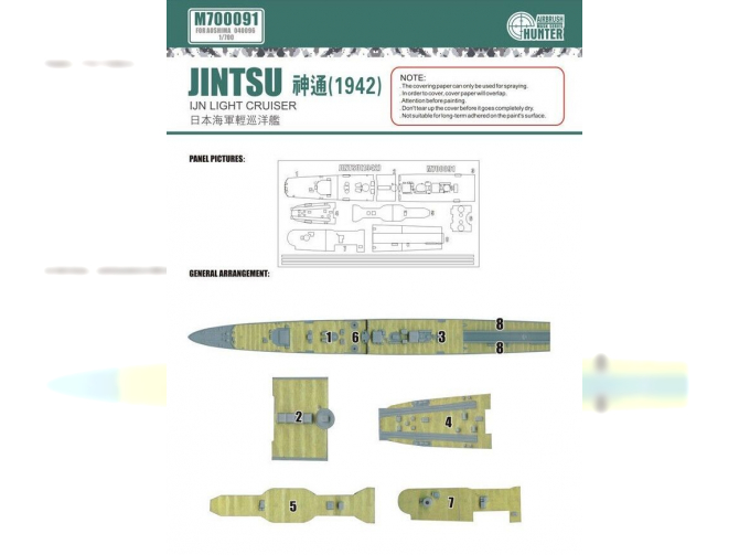 Маска окрасочная IJN Light Cruiser Jintsu 1942 (For Aoshima 040096)