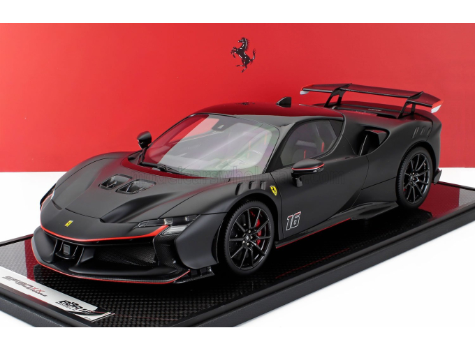 FERRARI Sf90 Xx Stradale N 16 Personal Car Charles Leclerc (2024) - Con Vetrina - With Showcase, Matt Black Red