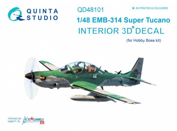 3D Декаль интерьера кабины EMB-314 Super Tucano (HobbyBoss)