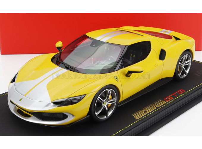 FERRARI 296 Gtb Assetto Fiorano (2022) - Con Vetrina - With Showcase, Giallo Modena - Yellow Silver