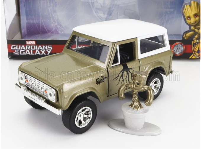 FORD Bronco With Groot Figure Marvel Guardians Of The Galaxy 1973, Green White