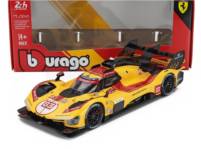 FERRARI 499p 3.0l Turbo V6 Team Af Corse N 83 Winner 24h Le Mans (2025) Robert Kubica - Phil Hanson - Yifei Ye, Yellow Red