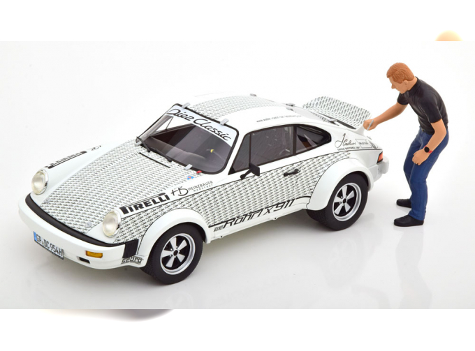 PORSCHE 911 Coupe With Walter Rohrl Figure (1969), white black