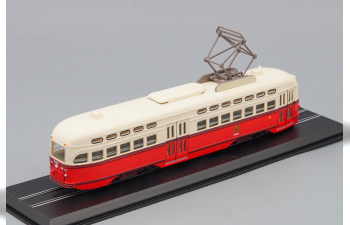 Трамвай PCC 10409 (Ateliers de Bruges) 1949, red / beige