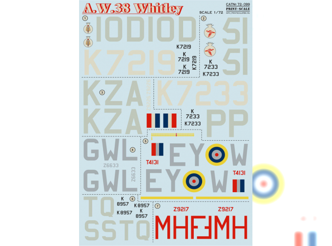 Декаль Armstrong Whitworth A.W.38 Whitley The complete set 2 leaf