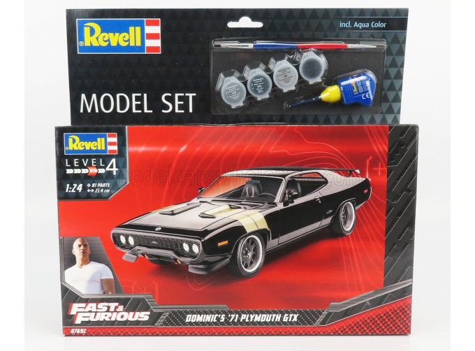 Сборная модель PLYMOUTH Dom's Gtx Coupe 1971 - Fast & Furious 8 2017, Black Silver (подарочный набор)