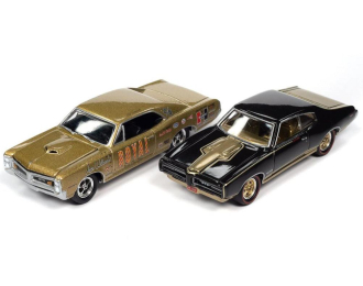 Набор из двух моделей PONTIAC GTO, tiger gold poly ROYAL Race Graphics (1966)& PONTIAC GTO Royal Bobcat (1969), black