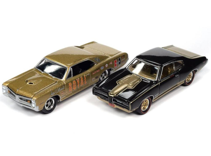 Набор из двух моделей PONTIAC GTO, tiger gold poly ROYAL Race Graphics (1966)& PONTIAC GTO Royal Bobcat (1969), black