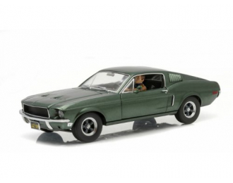 FORD Mustang GT Fastback 1968 с фигуркой Steve McQueen в машине (из к/ф "Детектив Буллитт")