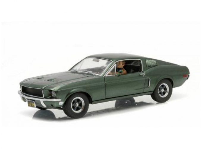 FORD Mustang GT Fastback 1968 с фигуркой Steve McQueen в машине (из к/ф "Детектив Буллитт")