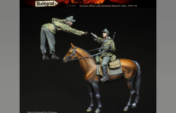 Сборная модель Фигура German officer and mounted dispatch rider(2 fig + horse)