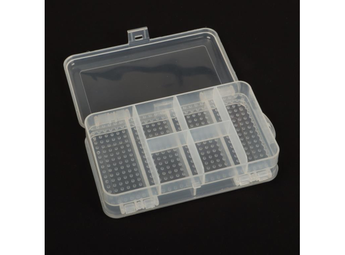 Прозрачный пластиковый ящик, двухсторонняя (с 6+4 ячейки) 14.4х8.5х4.3см