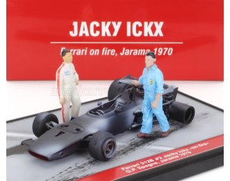 FERRARI F1 Diorama 312b №2 Spain Gp With Figures (1970) - Jacky Ickx On Fire, Grey