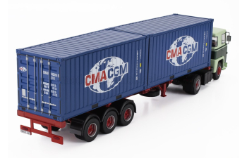 SCANIA Lbt 141 Truck Container Cma Cgm Transports (1976), green / blue
