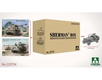 Набор сборных моделей Sherman² Box "DEGEM ALEF", M4A1(76)W VVSS+US Army 1/4 Ton Utility Truck