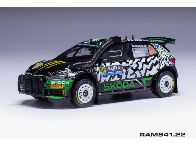SKODA Fabia Rally2 Evo Team Tokspot Wrt №20 Rally Safari Kenya (2024) (snorkel) Oliver Solberg - Elliot Edmondson, Black White