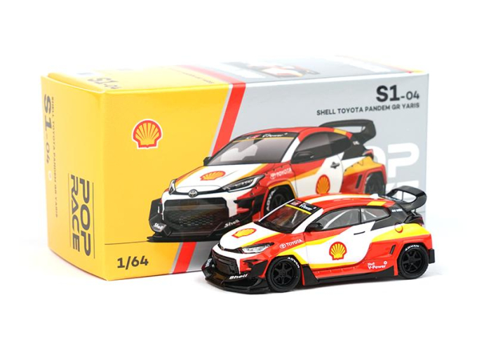 TOYOTA GR Yaris Pandem SHELL, white / red / yellow