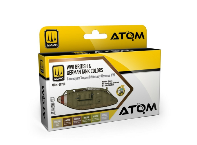 Набор красок ATOM Британские и немецкие цвета Первой мировой войны / WWI British & German Colors Set