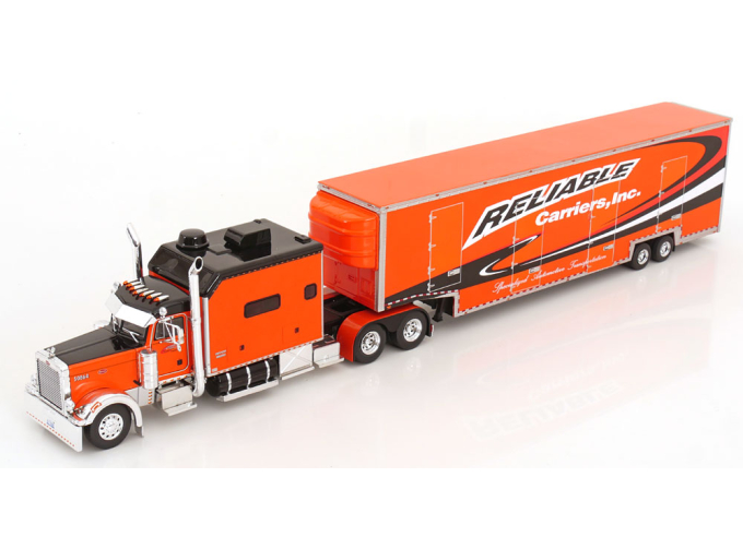 PETERBILT 379 With Car Carrier Trailer, orange black white
