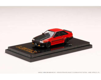 Toyota Corolla Levin GT APEX 2door AE86 with Carbon Bonnet, red / black
