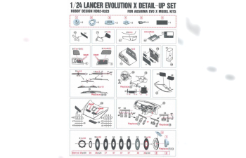 Набор для доработки Mitsubishi Lancer Evolution X Detail-UP Set для моделей A （PE+Resin）