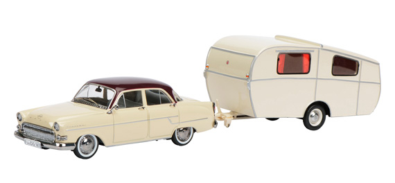 OPEL Kapitän with Сamping Trailer "Dethleffs Globetrotter" 1954 Crеme