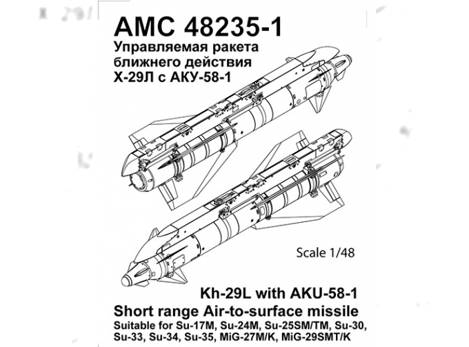 Набор для доработки Советская / российская ракета класса воздух-поверхность Х-29Л с пилоном АКУ-58-1 (NATO AS-14 Kedge A)