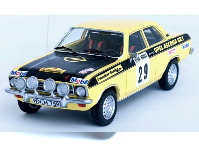 OPEL Ascona (night Version) №29 Rally Lyon Charbonnieres (1973) Walter Rohl - Jochen Berger, Yellow Black