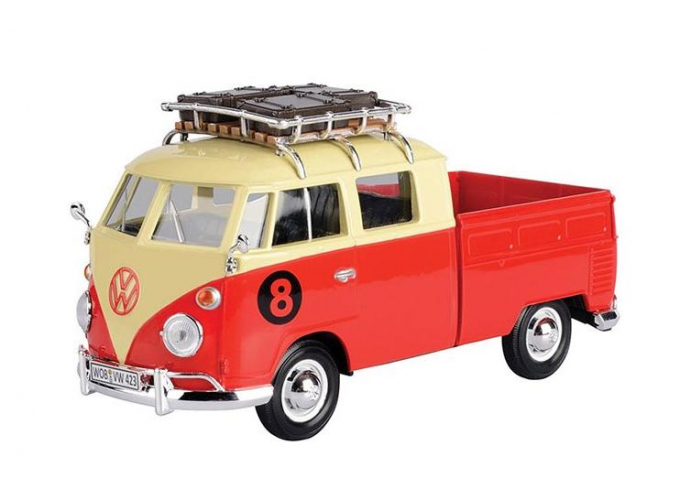 VOLKSWAGEN T1 DoKa with roof rack, beige/red