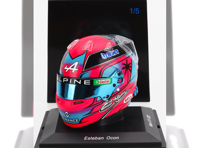 BELL HELMET F1 Casco Helmet Renault A523 Team Bwt Alpine №31 Miami Gp (2023) Esteban Ocon, Blue Pink Fucsia