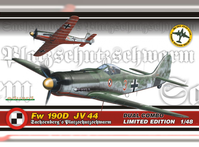 Сборная модель Немецкий истребитель Fw-190D Jv 44 (Две модели в коробке плюс Me-262 в 1/144масштабе)